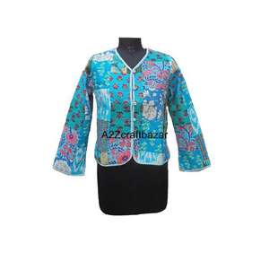 Chaquetas de estilo bohemio hechas a mano, 100% algodón puro, acolchadas Kantha, transpirables, para invierno y otoño, con estampado de bloques. - Product Image 1