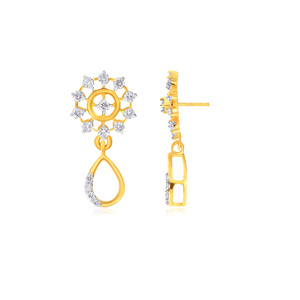 Pendientes de Oro Amarillo de 14K con Diseño Floral Circular y Diamantes Cultivados en Laboratorio, Joyería Fina de Diseño para Mujer, Venta al Por Mayor - Product Image 3