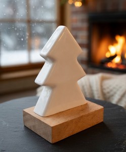 Farmhouse Handmade Crafts High Quality Eco-Friendly White Painted Christmas Ornament Mini Rustic Wooden Base Standing Tabletop - Product Image 3