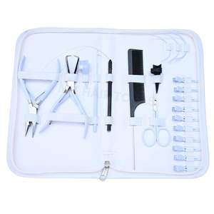 Kit de Herramientas para Extensiones de Cabello Blanco con Alicates de Micro Anillos para Crimpado y Extracción, Gancho de Bucle, Enhebrador, Peine de Cola y Agujas de Coser Curvas - Product Image 1