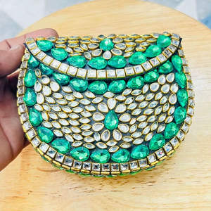 Sacs à main de soirée pour femmes, sacs à main en nacre, sacs à main en métal, sacs à main en mosaïque et en kundan, sacs indiens multicolores - Product Image 1