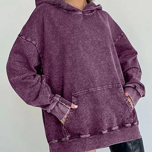 Novedad en Ropa Urbana: Sudadera con Capucha para Mujer con Lavado Ácido, Precio Económico al por Mayor, Sudadera Gruesa con Capucha, Servicio OEM - Product Image 4