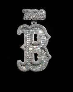 925 Sterling <b>Silver</b> Iced Out <b>Initial</b> <b>Pendant</b> VVS1 Moissanite Letter Charm Rhodium Plated Chunky Name Jewelry - Product Image 1