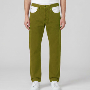SAAR INDUSTRIES Straight Leg <b>Men</b> <b>Jeans</b> Olive Green Cotton Denim Casual Midweight Regular Fit Quick Dry Medium Wash Winter - Product Image 2