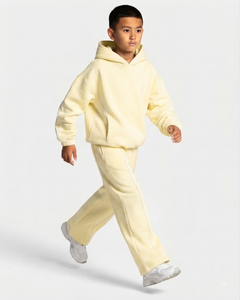 Sweat à capuche pour garçon jaune citron avec logo contrastant, sweat-shirt décontracté surdimensionné pour garçon, sweat à capuche en polaire premium pour garçon - Product Image 6