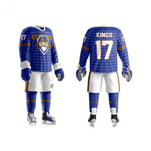 เสื้อฮอกกี้น้ำแข็งแบบกำหนดเองของ OEM สีแดงขาวลายทาง แขนยาว ชุดกีฬา - Product Image 5