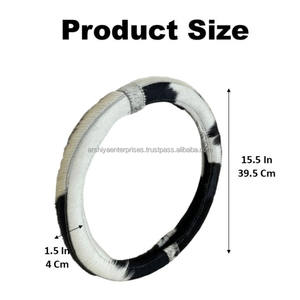 Housse de volant de voiture en cuir de vachette de haute qualité, cuir véritable, antidérapante, vente directe d'usine - Product Image 2