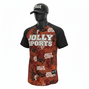 Camiseta de béisbol para hombre, transpirable, de poliéster, con estampado negro y paneles color óxido, diseño de logotipo personalizado, 100% algodón, corte holgado, estampada. - Product Image 4
