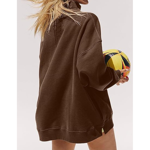 เสื้อฮู้ดคอเต่าผ้าฝ้ายฟลีซสำหรับผู้หญิง พิมพ์โลโก้ สไตล์ลำลอง สตรีทแวร์ รับผลิตตามสั่ง (OEM) ขายส่งจำนวนมาก - Product Image 2