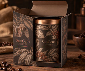 กล่องบรรจุภัณฑ์กาแฟแบบมีฝาปิดอัตโนมัติสำหรับร้านค้าปลีก ยี่ห้อ Custom Cacao Atelier - Product Image 1