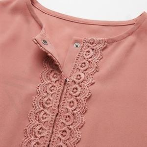 Elegante Conjunto de Camisa Larga con Cuello de Encaje y Pantalón de Pierna Ancha para Mujer Árabe, Modesto, Musulmán, Casual, Transpirable, de Poliéster, Color Personalizado - Product Image 4