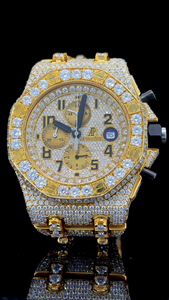 Montre Hip Hop pour homme de 45 mm, taille Jumbo, avec diamants Moissanite VVS 1 de qualité supérieure, entièrement en or jaune, montre automatique de luxe sertie de diamants. - Product Image 5