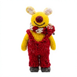 Handmade Eco-Friendly Knitted Wool Reindeer Christmas Decoration Red Overalls Scarf Small Wall Hanging Cartoon Indoor - Product Image 2