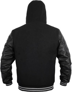 All Black Wool Letterman <b>Jacket</b> Varsity <b>Jacket</b> Genuine <b>Leather</b> Sleeve and Wool Blend Letterman Boys College Varsity <b>Jackets</b> - Product Image 2