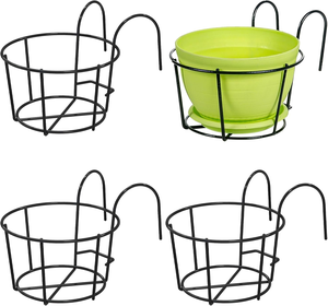 Support de pot de fleurs suspendu en métal noir pour balcon, pour garde-corps, fenêtre, jardin, patio et présentation de plantes en extérieur - Product Image 1