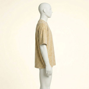 T-shirt en coton 220g délavé et écologique pour homme, coupe ample, col rond, manches décontractées, respirant, style jersey - Product Image 2
