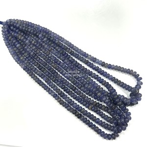 Perles rondes lisses en tanzanite naturelle, brin de 16 pouces, 5-6 mm, perles de pierres précieuses en tanzanite naturelle en vrac pour la fabrication de bijoux, vente en gros - Product Image 5