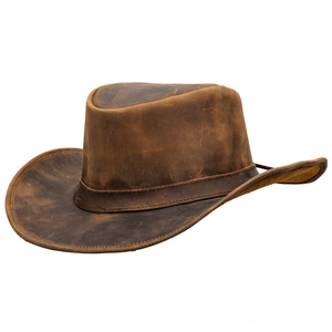 Sombrero de Vaquero de Cuero Vintage Unisex, Color Sólido, Cuero Genuino Curtido, Ala Ancha - Product Image 3