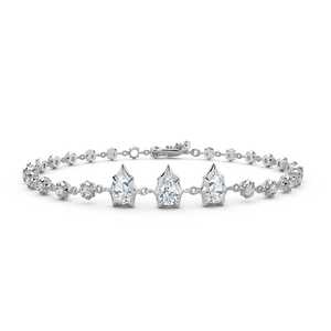 Modern Line <b>Bracelets</b> Wholesale 14k 18k <b>Solid</b> Gold Mix Pear Round Lab Grown Diamonds Prong Set Adjustable 7 Inches Manufacturer - Product Image 3