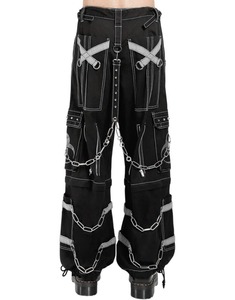 <b>Men's</b> <b>Black</b> Harem <b>Pants</b> With Yellow Straps Multiple Pockets Chain High Waist Drawstring Closure Street Style Autumn Fashion - Product Image 6