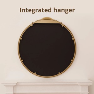 Grand miroir mural rond à cadre doré, idéal pour la décoration intérieure des salons, cafés et hôtels, crée un look haut de gamme, fabriqué en Inde. - Product Image 4