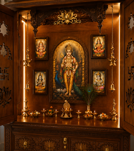 Traditional South Indian Ashta Lakshmi Pooja <b>Mandir</b> Luxury Wooden Prayer Temple Royal Indian Pooja <b>Mandir</b> Cabinet for Home Decor - Product Image 3