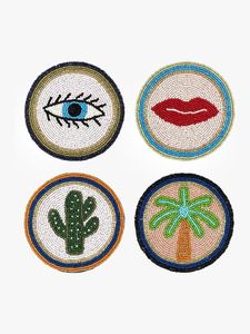 Modern Handmade Multicolor Beaded Coasters Durable Dining Table Decor <b>Set</b> At <b>Cheap</b> Price - Product Image 4