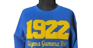 Sweat-shirt pour femme 1922 en chenille avec lettres brodées Sigma Gamma Rho, col rond, en polaire bleu, pour sororité - Product Image 2