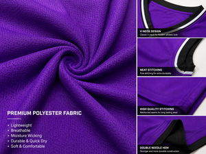 Ensemble d'uniformes de basketball personnalisés en sublimation violette, maillot et short de basketball pour hommes, respirant, séchage rapide, vêtements d'équipe OEM ODM Sport - Product Image 5