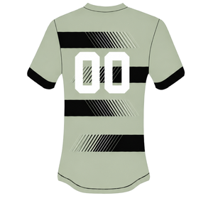Conjunto de Pantalones Cortos y Camiseta de Rugby Verde Salvia Claro y Negro, Manga Corta, Cuello Redondo, Uniforme de Equipo a Rayas, Personalizado, Transpirable, para Entrenamiento - Product Image 4