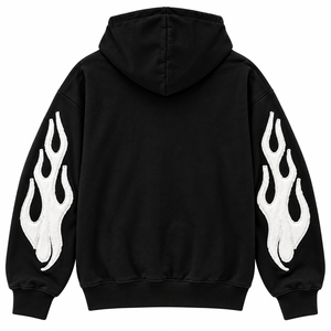 Sweat à capuche unisexe personnalisé brodé en molleton écologique noir 100 % coton coupe classique avec poches pour l'automne 360g - Product Image 2