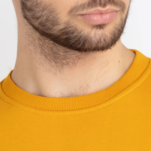 Sweat-shirt à col rond pour homme Coupe classique Couleur unie Tissu tricoté Vêtement décontracté Jaune - Product Image 4