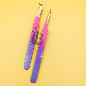 Offres Exceptionnelles : Pinces à Cils en Vison Durables Rose Ombré pour Extensions de Cils, Pinces Plates avec Logo Offert - Product Image 2