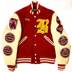 Chaqueta Universitaria Charleston Warriors para Hombre, Diseño con Parches Bordados, Color Granate, Estilo Vintage, Impermeable y Ecológica - Product Image 6