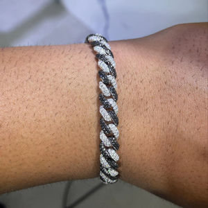 Women's VVS1 Brilliant Cut <b>Cuban</b> <b>Link</b> 6mm 8mm Gold Plated 925 Sterling <b>Silver</b> Passes Diamond Tester 2-Tone Moissanite Bracelet - Product Image 1