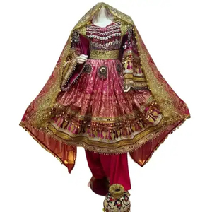 Robe afghane Kuchi vintage à manches longues aux couleurs personnalisées, magnifique, ethnique, faite à la main avec broderie et travail de miroirs. - Product Image 1