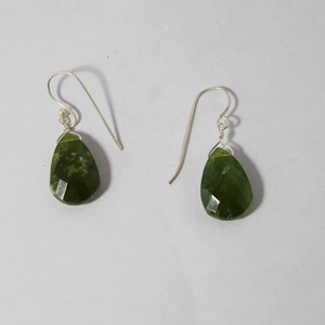 Boucles d'oreilles pendantes en argent sterling 925 massif, avec vésnonite verte naturelle facettée, enroulées de fil, bijoux fins pour femmes, vente en gros - Product Image 4