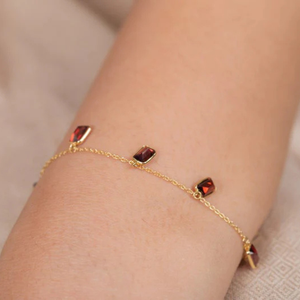 18K Natural Garnet Fine <b>Bangle</b> Bracelet - Product Image 1