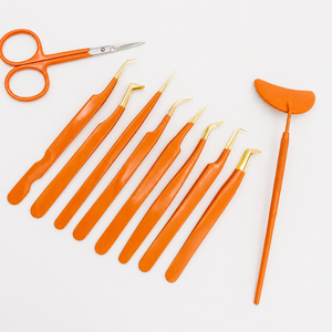 HARRAR GROUP Ensemble professionnel de pinces et ciseaux de précision en acier inoxydable, pointes dorées lisses, longueur 13 cm, pour extensions de cils - Product Image 5
