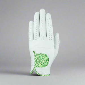 Guante de Golf Blanco de Cuero Genuino Transpirable con Relieve, para Mano Derecha, Antideslizante, con Diseño Verde, para Uso Deportivo - Product Image 6