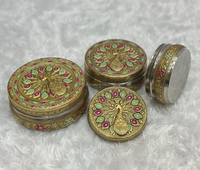 Boîtes à dragées de mariage en acier inoxydable Minakari faites à la main, décorées de fleurs en tissu multicolores, pour bonbons et friandises, vente en gros