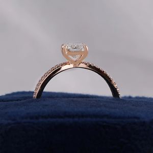 Women's Radiant Cut Diamond Engagement Ring Rose Gold Prong Setting Pave Band Classic Style - Product Image 3