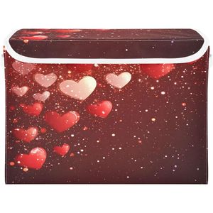 Contenitori Decorativi a Forma di Cuore Rosso per San Valentino con Coperchi e Manici, Organizzatori Pieghevoli per la Casa - Product Image 2