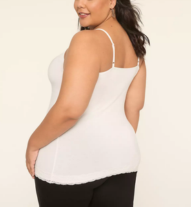 Top de tirantes finos de encaje transpirable de punto para mujer, con copa completa y elástico, estilo crop, ideal para verano. - Product Image 2