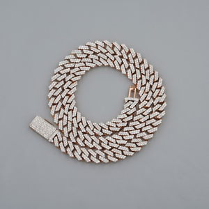 Collar Cubano Miami de Oro de 14k con Diamantes Naturales Redondos de Claridad VS1, Estilo Iced Out Hip Hop, Cadena de Eslabones Cubanos Infinitos de 20mm - Product Image 1