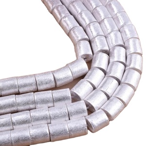 Brushed Silver Plated Drum Shape Bead - Product Image 5
