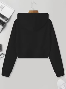 เสื้อครอปไหมพรมแขนยาวแฟชั่นสไตล์ลำลองสำหรับฤดูใบไม้ร่วง ขายส่ง พร้อมฮู้ดดี้พิมพ์ลายยิ้ม สีสันตามสั่ง - Product Image 2