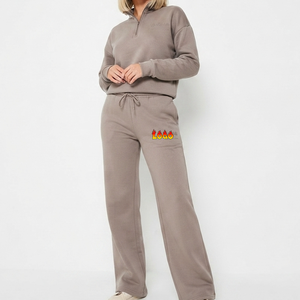 OEM <b>Winter</b> Women's Clothing Blank Streetwear 100% Cotton Custom Sweat Pants Fleece Terry Baggy Cotton Elastic Waist <b>Trousers</b> - Product Image 4