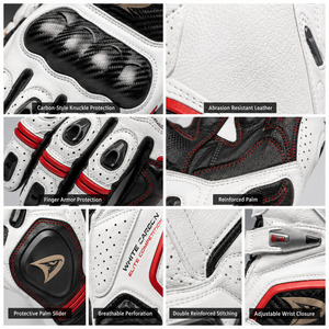 Gants de course Dainese White Carbon Elite Competition, en cuir, respirants, à fermeture à boucle, pour la conduite, pour homme - Product Image 5