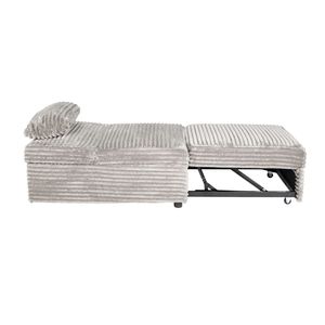 Divano Letto Convertibile in Corduroy Grigio Cenere con Letto Estraibile, Poltrona Divano Letto Convertibile - Product Image 5